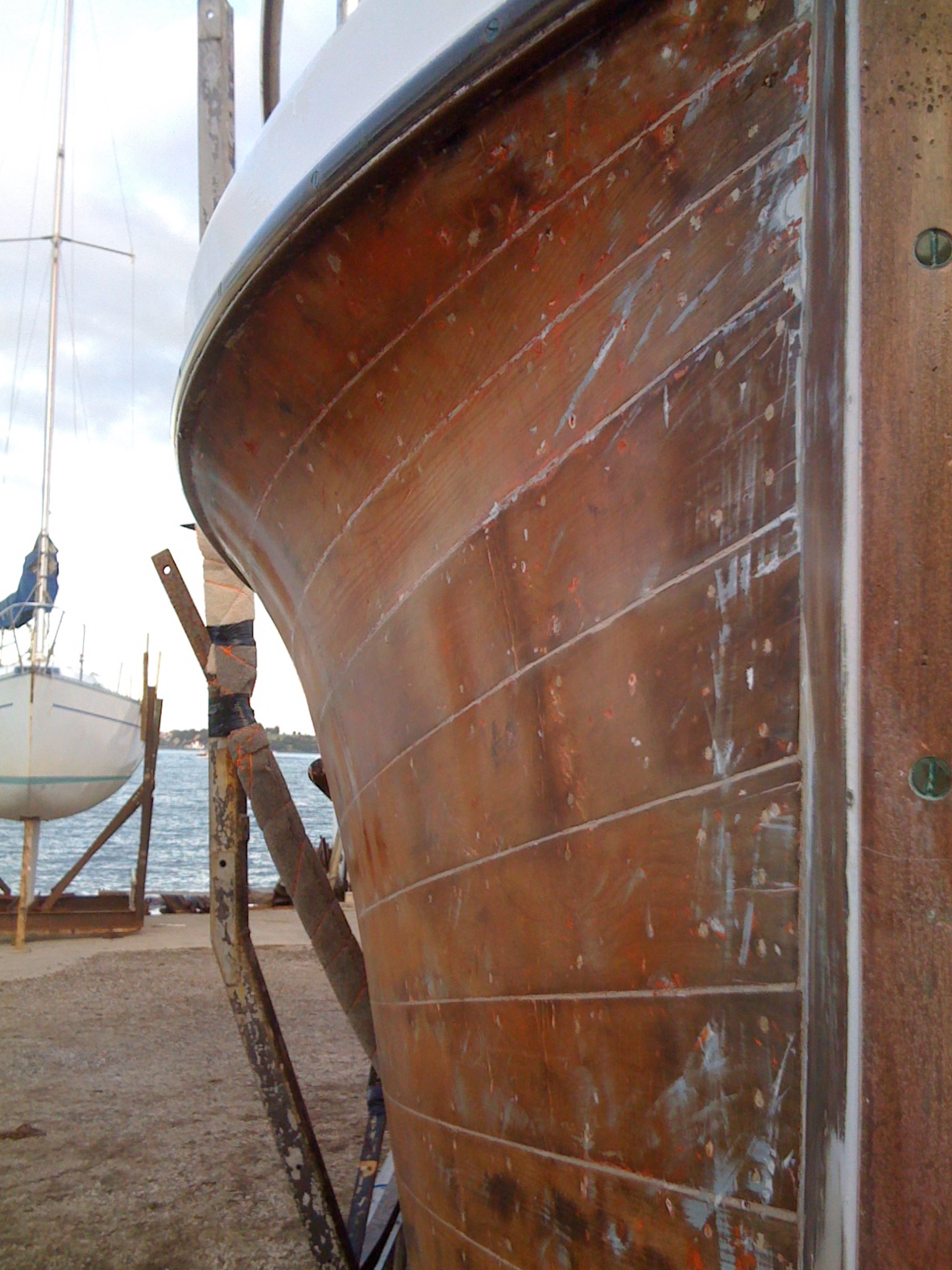 Old fashioned railway style classic boat haul out & winter maintenance