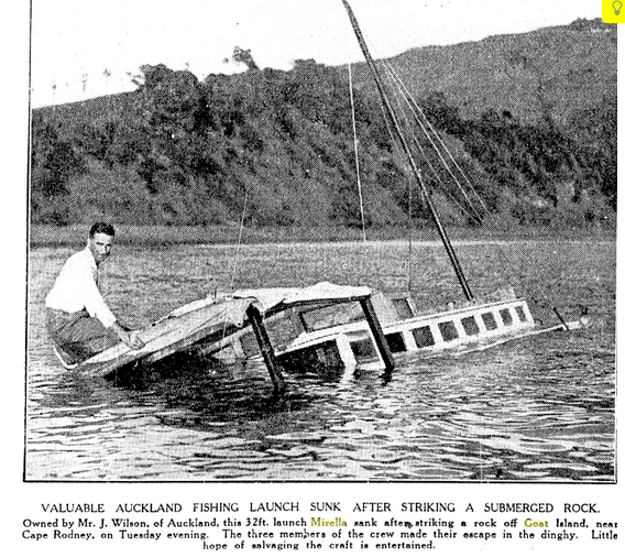 Mirella sinking off Goat Island