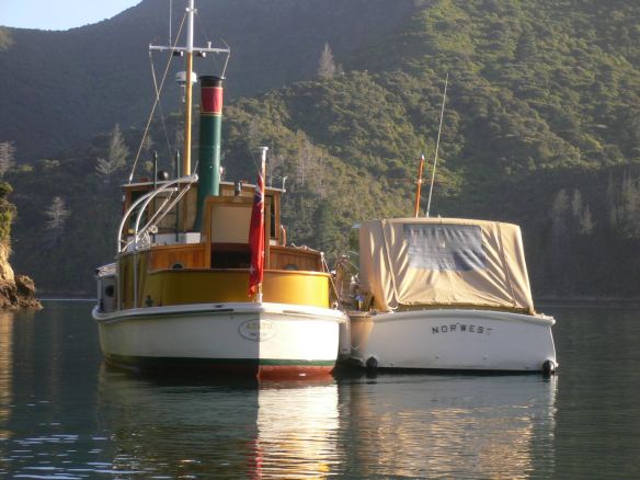 Nor'west with [Te] Atatu (1919), Lochmara Lodge mooring 1 Jan 2008.