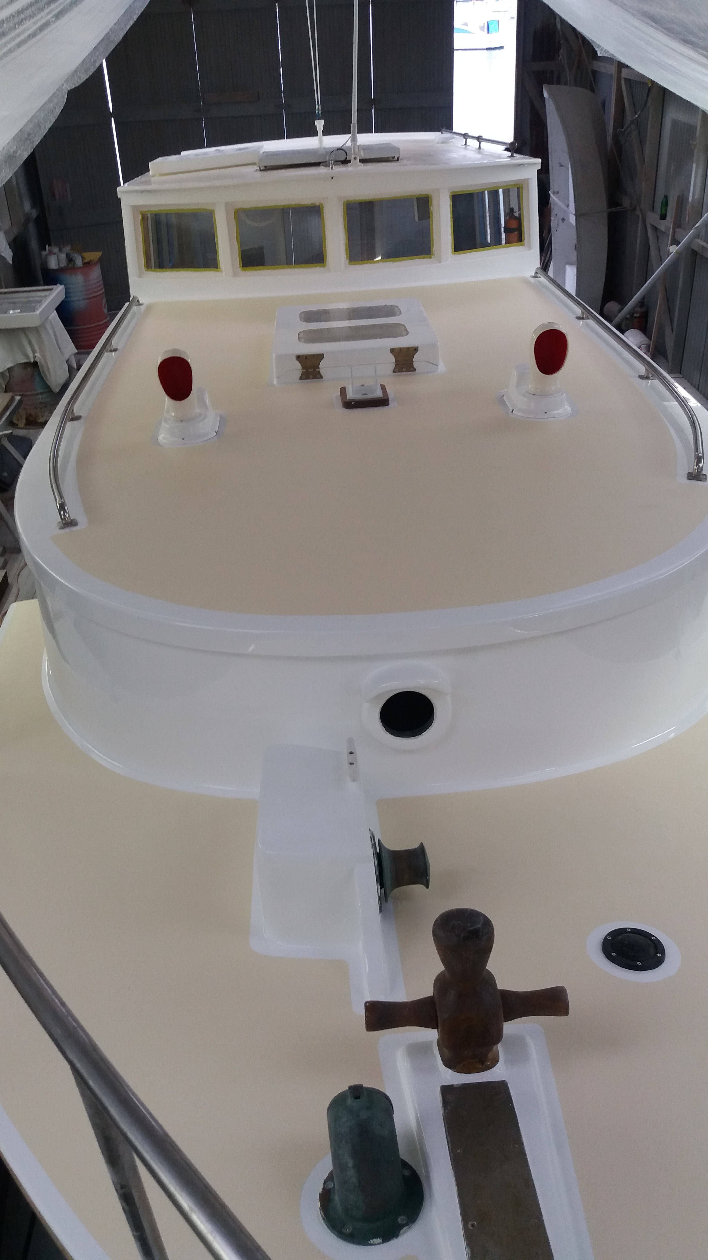 Re-glassed and waiting for mast